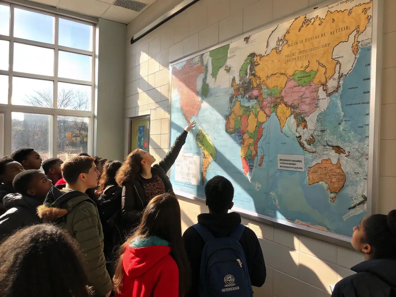 A group of students participating in an educational workshop about the Mont Perdu ecosystem, emphasizing public education and awareness.